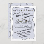 Hand getrokken diner bruiloft verlovingsfeest kaart (Voorkant / Achterkant)