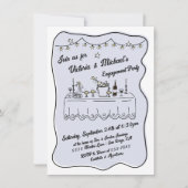 Hand getrokken diner bruiloft verlovingsfeest kaart (Voorkant)