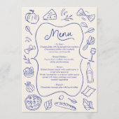 Hand getrokken diner menu Italiaans Blauw (Voorkant)