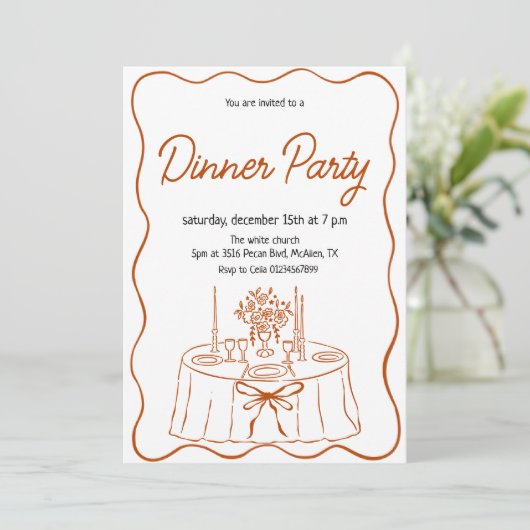 Hand getrokken diner uitnodiging (Staand voorkant)