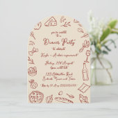 Hand getrokken Dinner Party Arch uitnodiging (Staand voorkant)