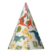 Hand-getrokken Dino-mite Verjaardagsfeestje Kleurr Feesthoedjes (Achterkant)