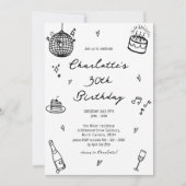 Hand getrokken discobal 30e verjaardag kaart (Voorkant)