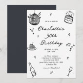 Hand getrokken discobal 30e verjaardag kaart (Voorkant / Achterkant)