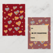 Hand getrokken Doddle Valentijn Harten Kinder Kaar Notitiekaartje (Voorkant / Achterkant)