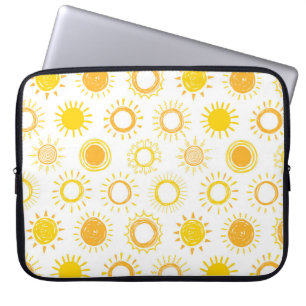 Hand getrokken doedel zonnen patroon laptop sleeve