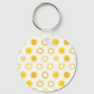 Hand getrokken doedel zonnen patroon sleutelhanger