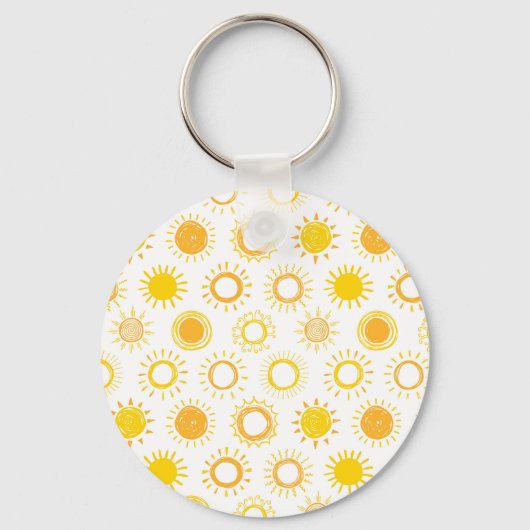 Hand getrokken doedel zonnen patroon sleutelhanger (Voorkant)