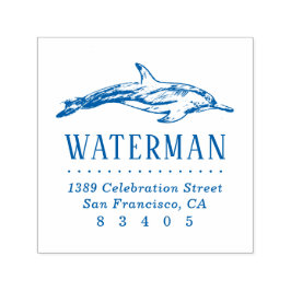 Hand-getrokken Dolfijn familienaam retouradres Zelfinktende Stempel