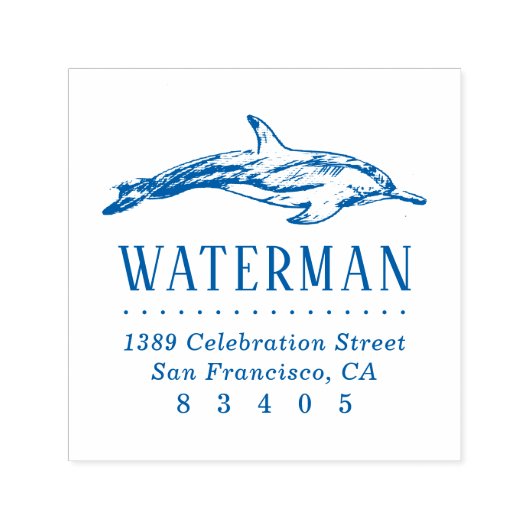 Hand-getrokken Dolfijn familienaam retouradres Zelfinktende Stempel (Design)