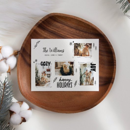 Hand getrokken Doodle 4 Foto Kerstmis Feestdagenkaart