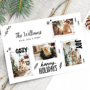 Hand getrokken Doodle 4 Foto Kerstmis Feestdagenkaart