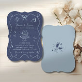 Hand getrokken Doodle Art Modern Scribble Blauw Kaart