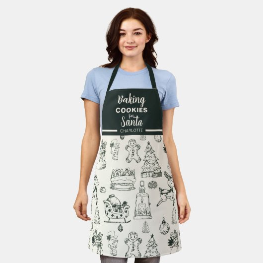 Hand getrokken Doodle Baking Cookies voor de Kerst Schort (Gedragen)