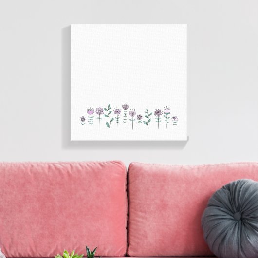 Hand getrokken Doodle Bloemen Canvas Print (Insitu (Woonkamer))