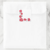 Hand getrokken Doodle Bloemen Poppy Corner Border Vierkante Sticker (Tas)