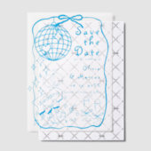Hand getrokken Doodle Blue Wedding Bewaar de datum Vellum Uitnodigingen (Offset (Uitnodiging))