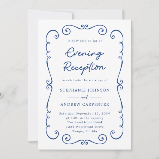 Hand getrokken Doodle Border Avond Huwelijksrecept Kaart (Voorkant)