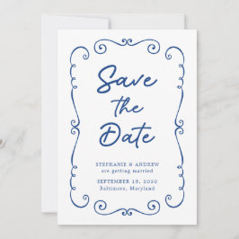 Hand getrokken Doodle Border Bruiloft Save the Dat Kaart