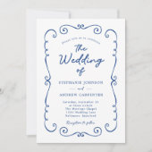 Hand getrokken Doodle Border QR Code Bruiloft Kaart (Voorkant)