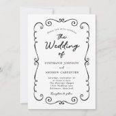 Hand getrokken Doodle Border QR Code Bruiloft Kaart (Voorkant)