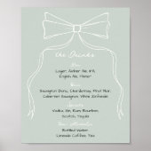 Hand getrokken Doodle Bow Sage Green Wedding Bar Poster (Voorkant)
