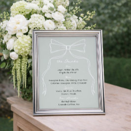 Hand getrokken Doodle Bow Sage Green Wedding Bar Poster