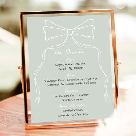 Hand getrokken Doodle Bow Sage Green Wedding Bar Poster