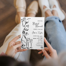 Hand getrokken Doodle Bridal Brunch Franse strik i Kaart