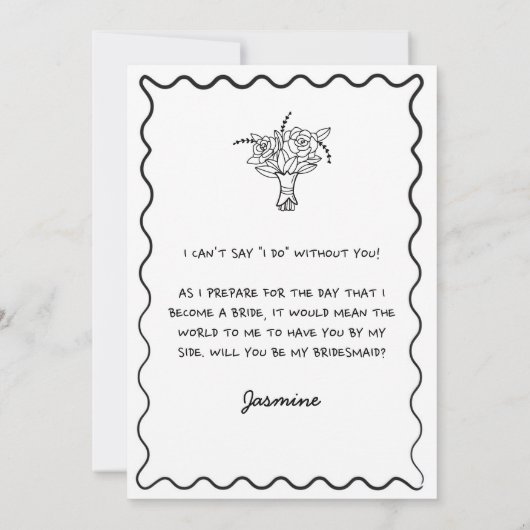 Hand getrokken Doodle Bruidsmeisje voorstel Kaart (Achterkant)