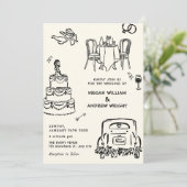 Hand getrokken doodle bruiloft kaart (Staand voorkant)