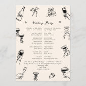 Hand getrokken Doodle bruiloft Programmakaart (Achterkant)