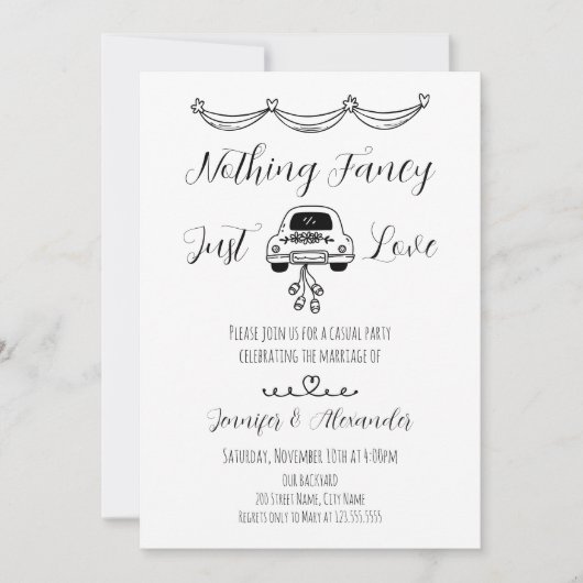 Hand getrokken Doodle bruiloft uitnodiging (Voorkant)