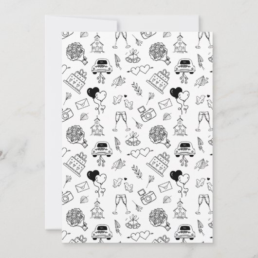 Hand getrokken Doodle bruiloft uitnodiging (Achterkant)