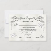 Hand getrokken doodle Cherub Cupid RSVP Kaart (Voorkant)