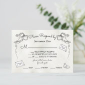 Hand getrokken doodle Cherub Cupid RSVP Kaart (Staand voorkant)