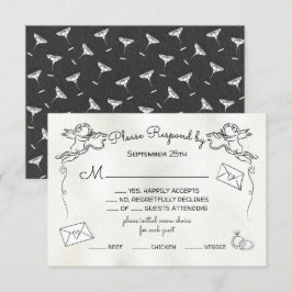Hand getrokken doodle Cherub Cupid RSVP Kaart