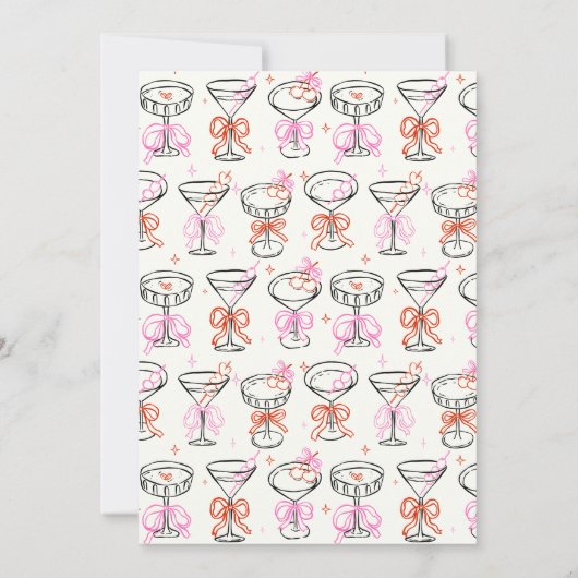 Hand getrokken Doodle Christmas Cocktail Party Kaart (Achterkant)