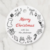 Hand getrokken Doodle Christmas Label Holiday Gift (Voorkant)