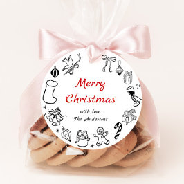 Hand getrokken Doodle Christmas Label Holiday Gift