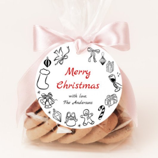 Hand getrokken Doodle Christmas Label Holiday Gift