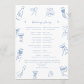 Hand getrokken Doodle Dusty Blue Wedding Programma Programmakaart (Achterkant)