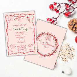 Hand getrokken Doodle Favoriete dingen Kerstfeest Kaart