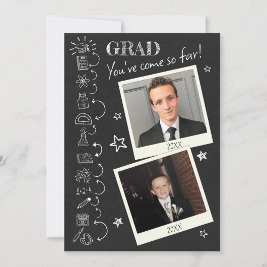 Hand getrokken Doodle Foto Graduation Party Kaart (Voorkant)