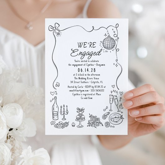 Hand getrokken Doodle Funky Whimsical Engagement P Kaart