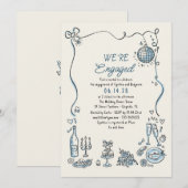 Hand getrokken Doodle Funky Whimsical Engagement P Kaart (Voorkant / Achterkant)