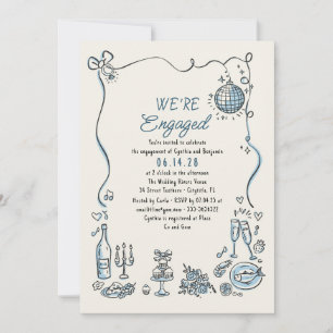 Hand getrokken Doodle Funky Whimsical Engagement P Kaart