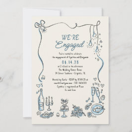 Hand getrokken Doodle Funky Whimsical Engagement P Kaart