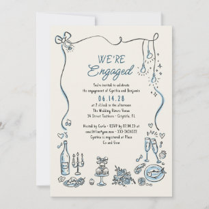 Hand getrokken Doodle Funky Whimsical Engagement P Kaart