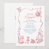 Hand getrokken Doodle Funky Whimsical Engagement P Kaart (Voorkant / Achterkant)